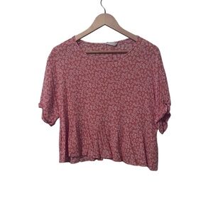 Altar'd State Women's Orange and White Floral Top Size M